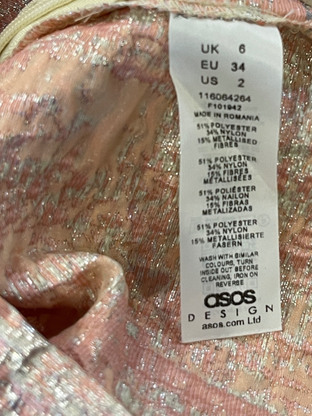 NEW! Asos Design Pink Silver Metallic Double Breasted Blazer and Shorts Set 2 - Picture 13 of 14